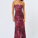 Tube Maxi Dress - burgundy floral, womens dresses collection