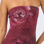 Tube Maxi Dress - burgundy floral, womens dresses collection