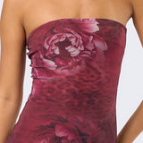 Tube Maxi Dress - burgundy floral, womens dresses collection