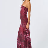 Tube Maxi Dress - burgundy floral, womens dresses collection