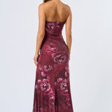 Tube Maxi Dress - burgundy floral, womens dresses collection