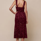 Plunge Ruched Slit Midi Dress