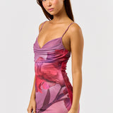 Mesh Strappy Floral Mini Dress