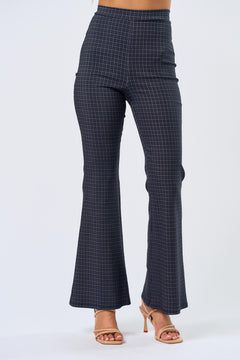 Bootcut Pant - navy plaid, womens pants/matching set collection