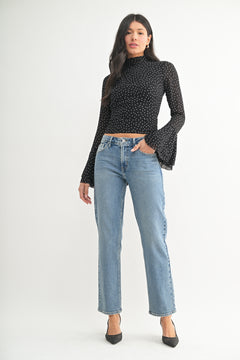Just Black - Clean Mid Rise Straight - medium denim