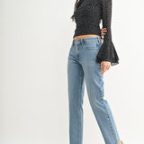 Just Black - Clean Mid Rise Straight - medium denim