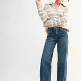 Just Black - Mid Rise Slim Wide Leg - dark denim, womens jean collection