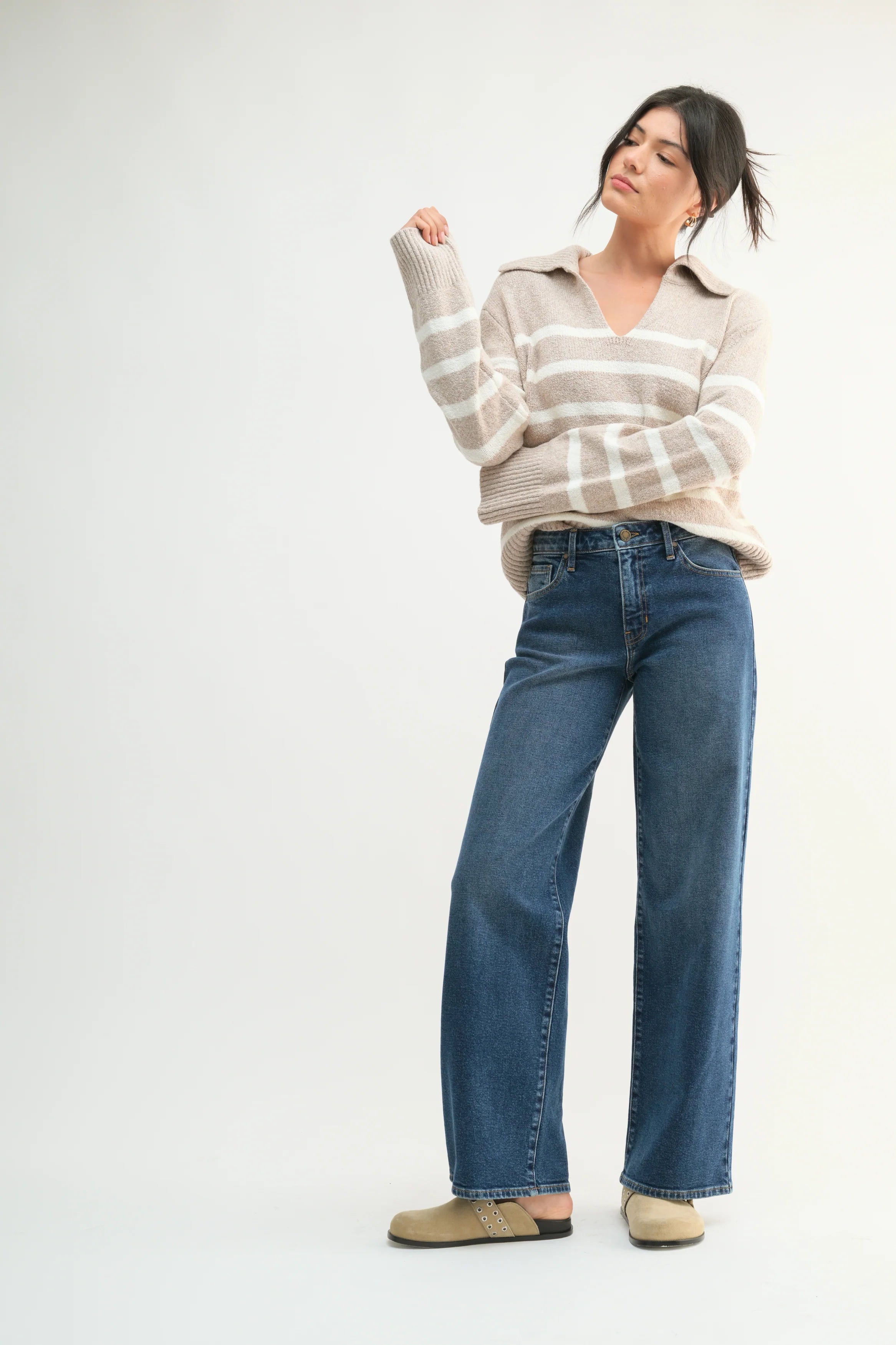 Just Black - Mid Rise Slim Wide Leg - dark denim, womens jean collection
