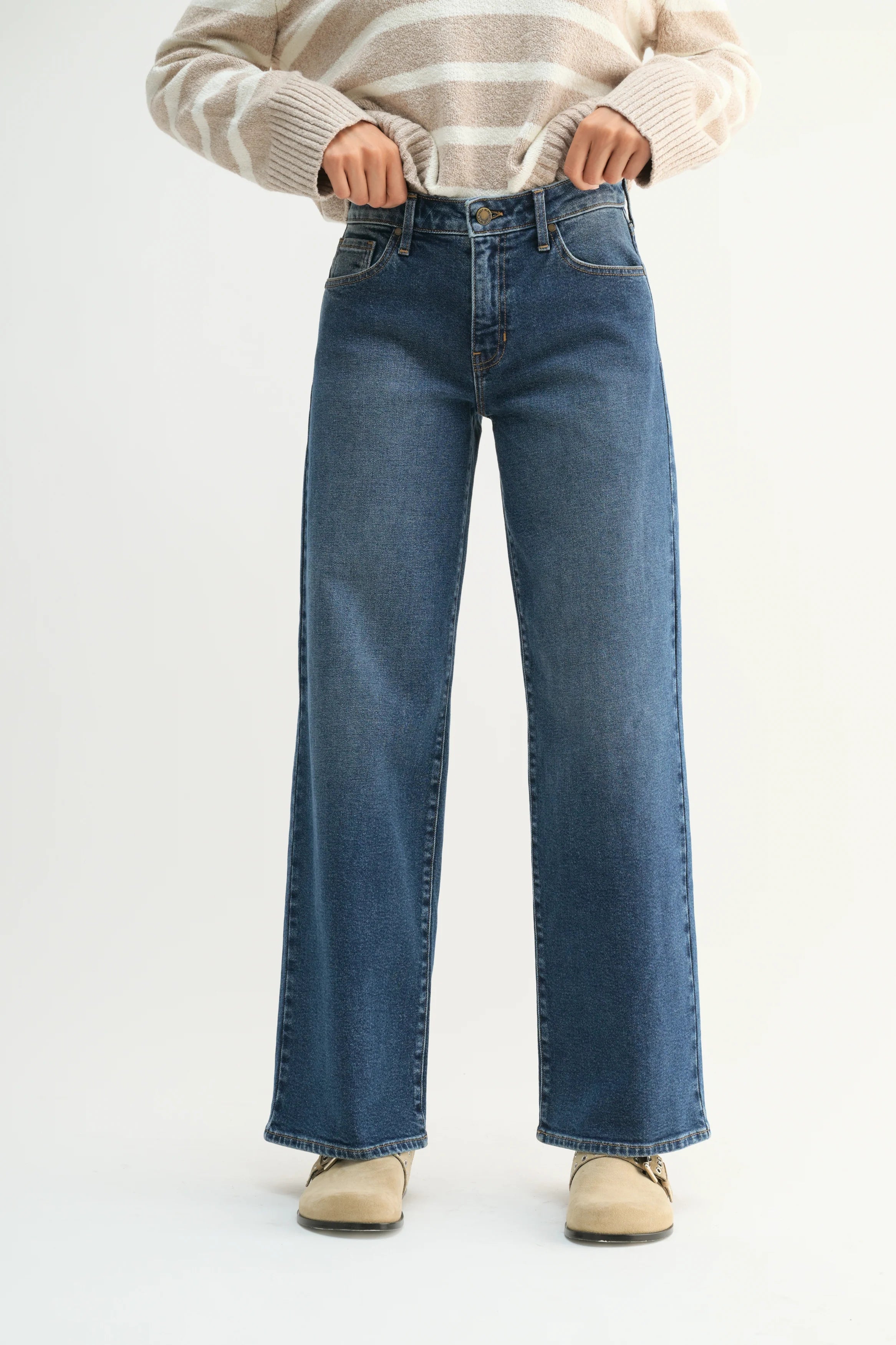 Just Black - Mid Rise Slim Wide Leg - dark denim, womens jean collection