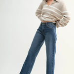Just Black - Mid Rise Slim Wide Leg - dark denim, womens jean collection