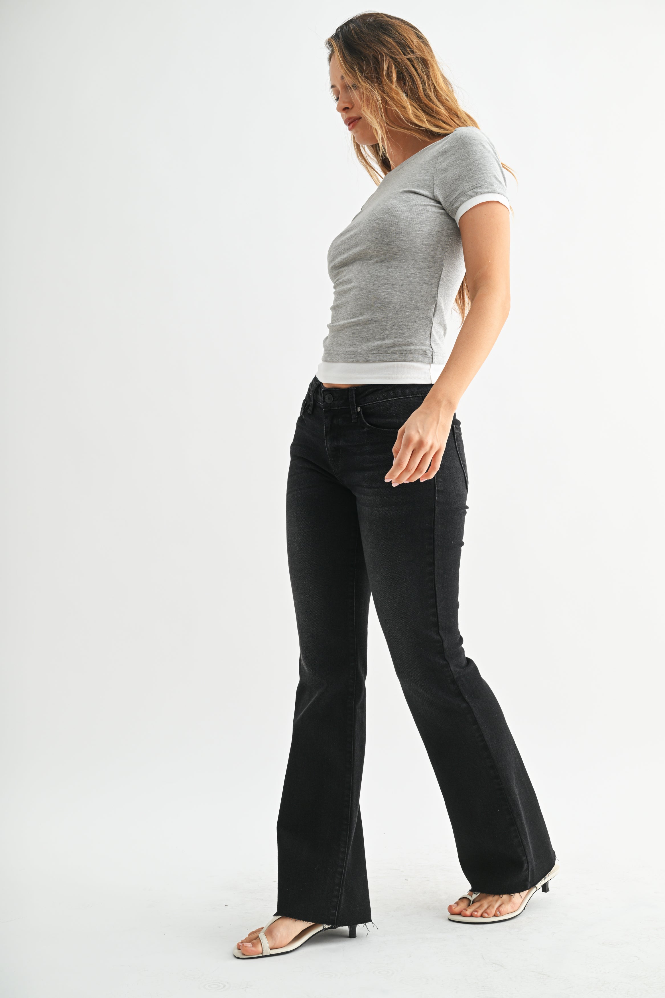 Just Black - Low Rise Bootcut - washed black denim, womens jeans collection