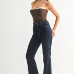 Just Black - Cropped Flare - dark denim, womens jean collection