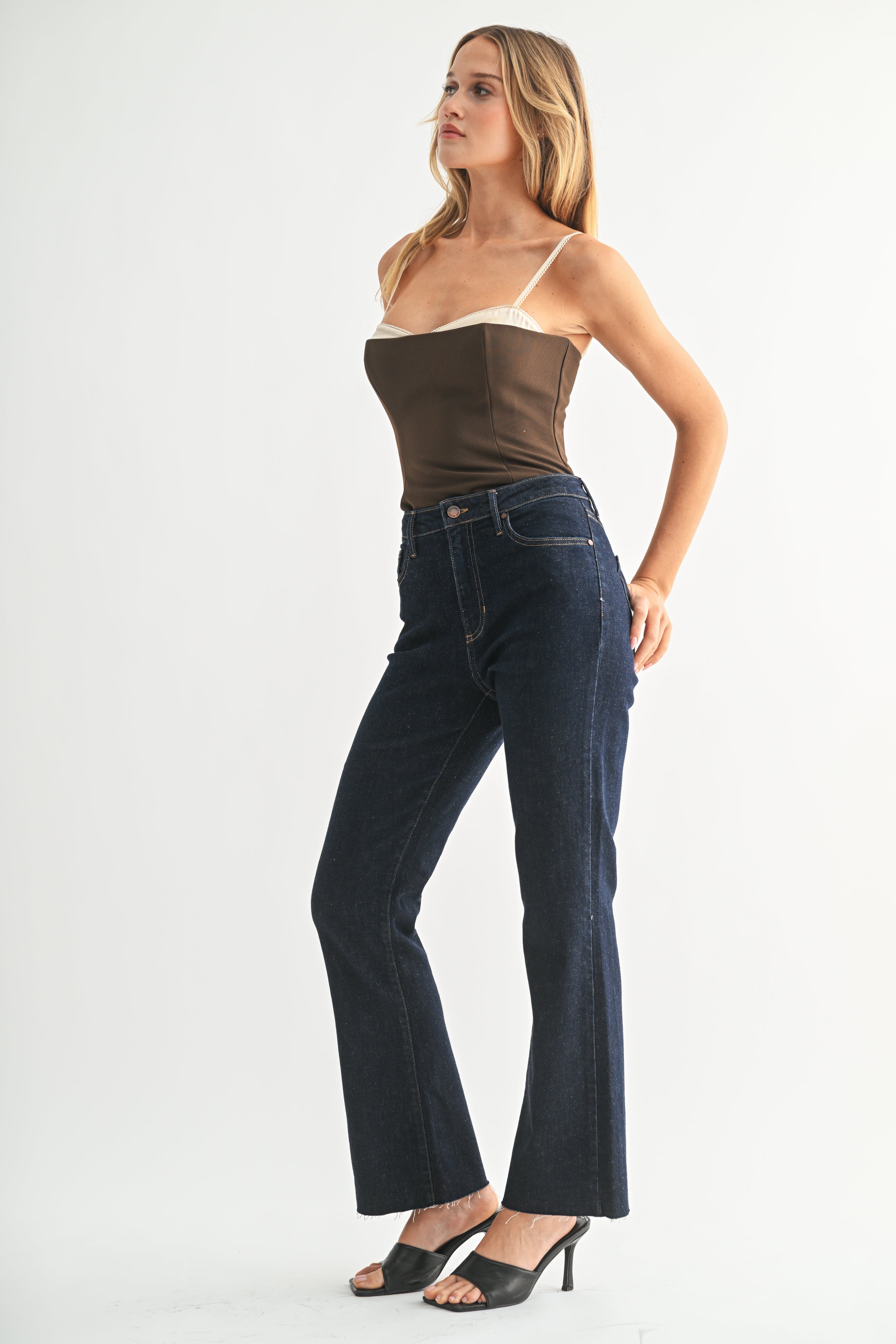 Just Black - Cropped Flare - dark denim, womens jean collection