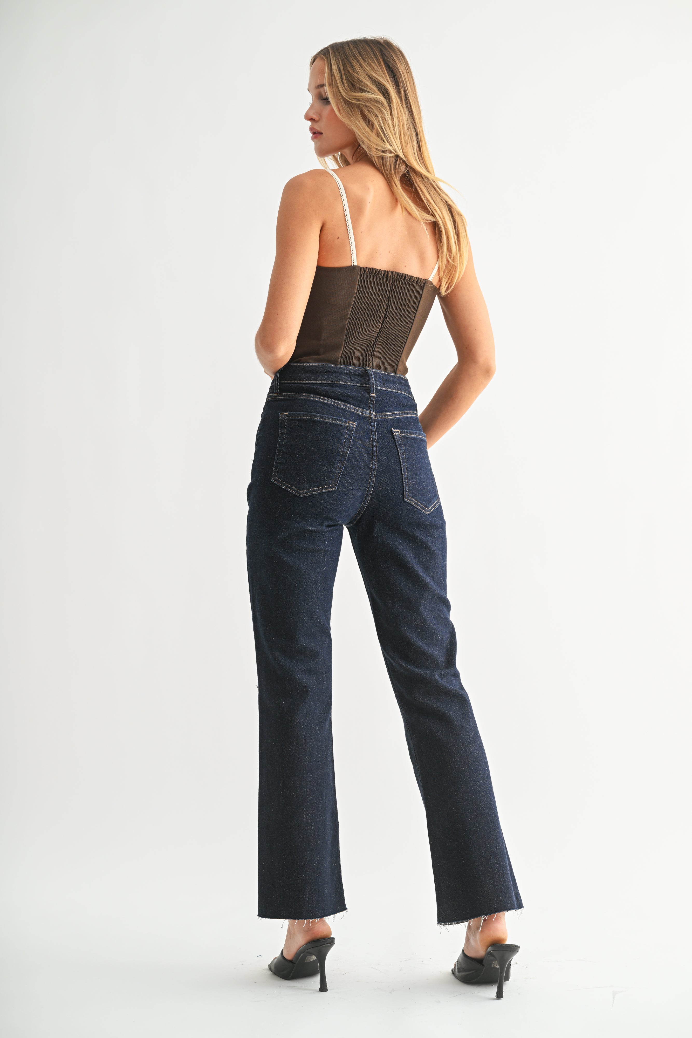 Just Black - Cropped Flare - dark denim, womens jean collection
