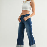 Just Black - Scissor Cut Cuffed Slim Wide