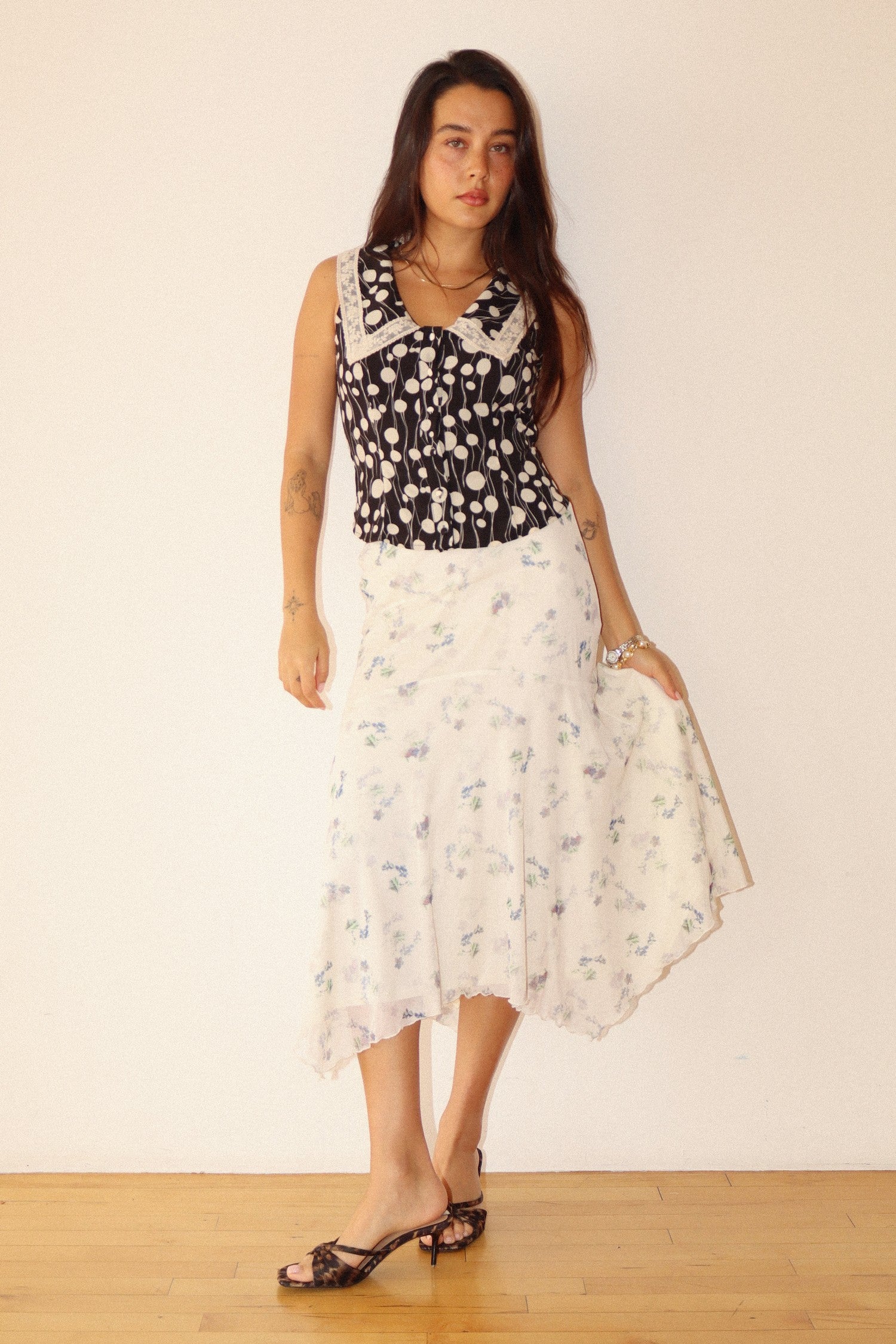 Floral Midi Skirt - Cream, Women's Skirt's/Matching Set's Collection