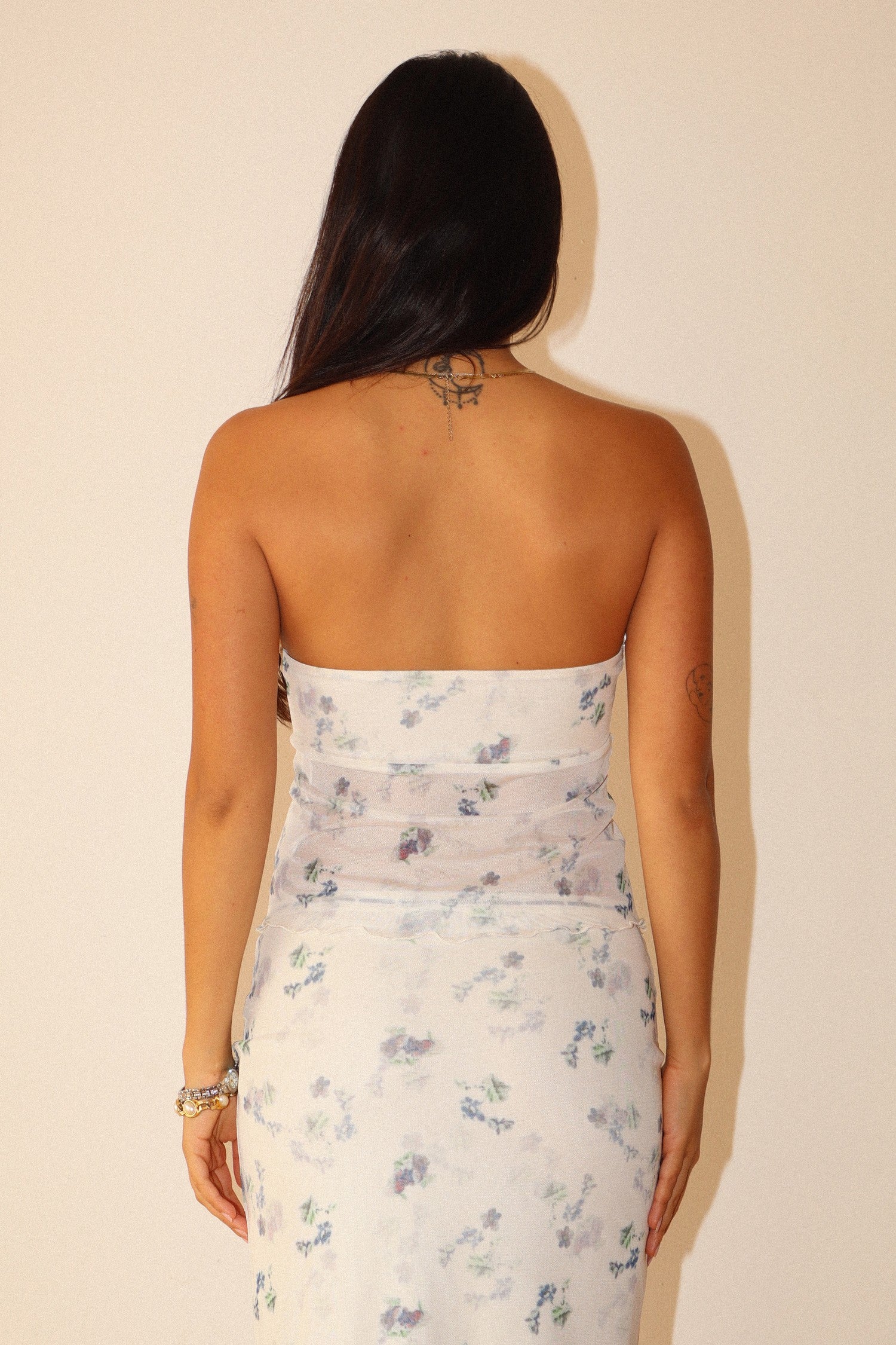 Floral Strapless Slit Top - Cream, Women's Top's/Matching Set's Collection