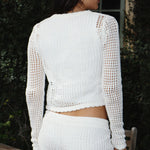 Flower Detail Button Down Cardigan - Cream, Women's Tops Collection