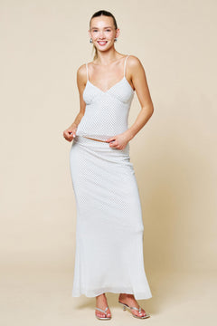 Mesh Polka Dot Midi Skirt