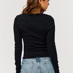 Keyhole Knit Top - black, womens top collection