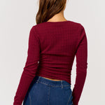 Keyhole Knit Top - burgundy, womens top collection