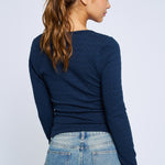 Keyhole Knit Top - navy, womens top collection