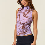 Mock Neck Mesh Top - Purple, Women's Tops Collection
