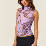 Mock Neck Mesh Top - Purple, Women's Tops Collection