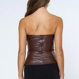 Ruched Tube Top - brown, womens tube top collection