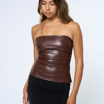 Ruched Tube Top - brown, womens tube top collection