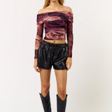 Mesh Off Shoulder Top