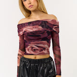 Mesh Off Shoulder Top