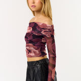 Mesh Off Shoulder Top