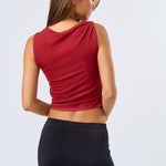 Mesh Thick Strap Tank Floral Detail - Red Multi, Women's Tops Collection