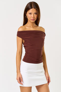 Metal Trim Cowl Top - Chocolate, Women's Top's Collection