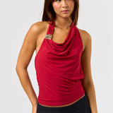 Gold Trim Cowl Neck Tank