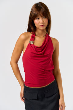 Gold Trim Cowl Neck Tank