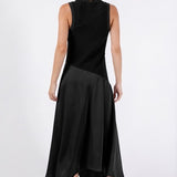 Knit Satin Sleeveless Midi Dress