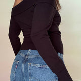 Off Shoulder Zip Sweater