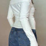 Off Shoulder Zip Sweater