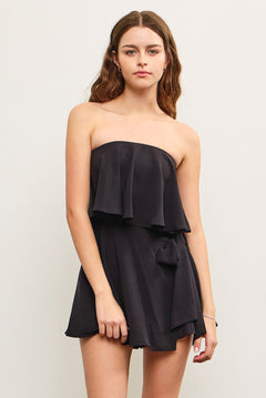 Ruffle Sleeveless Wrap Romper