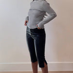 Turtle Neck Knit Top - black and white striped, womens top collection