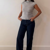 Knit High Neck Cap Sleeve Top