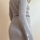 Mock Neck Dress With Buttons