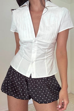 V Neck Short Sleeve Blouse