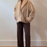 Faux Fur Jacket With Thick Collar