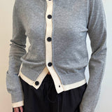 Two Tone Button Up Cardigan - grey, womens cardigan collection