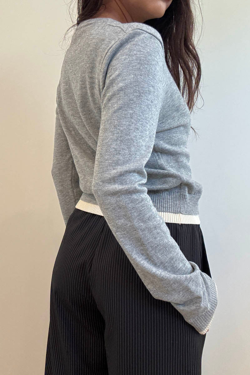 Two Tone Button Up Cardigan - grey, womens cardigan collection