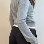 Two Tone Button Up Cardigan - grey, womens cardigan collection