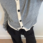 Two Tone Button Up Cardigan - grey, womens cardigan collection